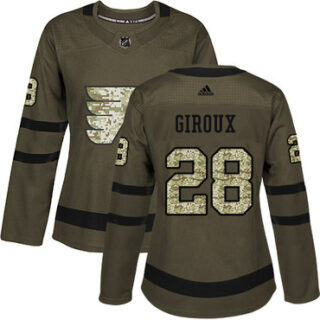 Women's Philadelphia Flyers #28 Claude Giroux Green Salute to Service Stitched NHL Jersey