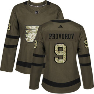 Women's Philadelphia Flyers #9 Ivan Provorov Green Salute to Service Stitched NHL Jersey