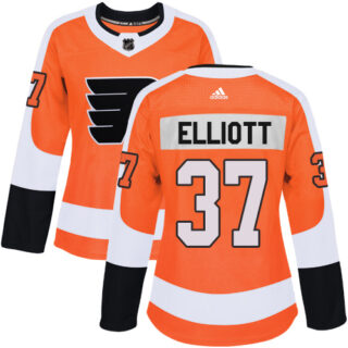 Women's Philadelphia Flyers #37 Brian Elliott Orange Home Authentic Stitched NHL Jersey