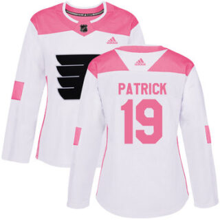 Women's Philadelphia Flyers #19 Nolan Patrick White Pink Authentic Fashion Stitched NHL Jersey