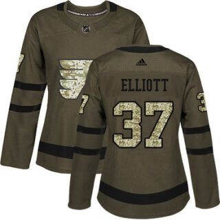 Women's Philadelphia Flyers #37 Brian Elliott Green Salute to Service Stitched NHL Jersey