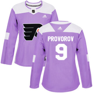 Women's Philadelphia Flyers #9 Ivan Provorov Purple Authentic Fights Cancer Stitched NHL Jersey