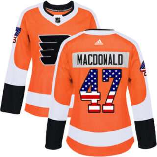Women's Philadelphia Flyers #47 Andrew MacDonald Orange Home Authentic USA Flag Stitched NHL Jersey