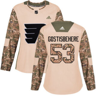 Women's Philadelphia Flyers #53 Shayne Gostisbehere Camo Authentic 2017 Veterans Day Stitched NHL Jersey