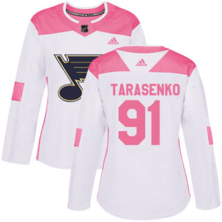 Women's St. Louis Blues #91 Vladimir Tarasenko White Pink Authentic Fashion Stitched NHL Jersey