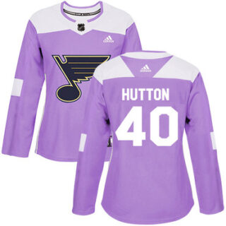 Women's St. Louis Blues #40 Carter Hutton Purple Authentic Fights Cancer Stitched NHL Jersey