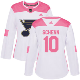 Women's St. Louis Blues #10 Brayden Schenn White Pink Authentic Fashion Stitched NHL Jersey