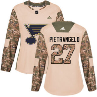Women's St. Louis Blues #27 Alex Pietrangelo Camo Authentic 2017 Veterans Day Stitched NHL Jersey