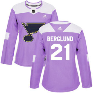 Women's St. Louis Blues #21 Patrik Berglund Purple Authentic Fights Cancer Stitched NHL Jersey