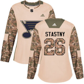 Women's St. Louis Blues #26 Paul Stastny Camo Authentic 2017 Veterans Day Stitched NHL Jersey