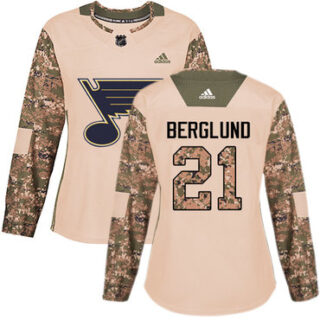 Women's St. Louis Blues #21 Patrik Berglund Camo Authentic 2017 Veterans Day Stitched NHL Jersey