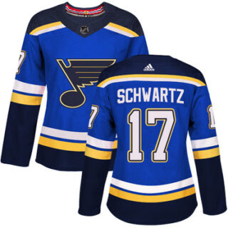 Women's St. Louis Blues #17 Jaden Schwartz Blue Home Authentic Stitched NHL Jersey