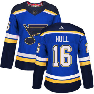 Women's St. Louis Blues #16 Brett Hull Blue Home Authentic Stitched NHL Jersey