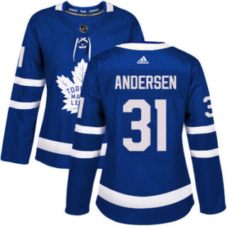 Women's Toronto Maple Leafs #31 Frederik Andersen Blue Home Authentic Stitched NHL Jersey