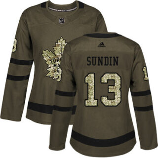 Women's Toronto Maple Leafs #13 Mats Sundin Green Salute to Service Stitched NHL Jersey