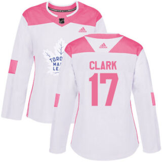 Women's Toronto Maple Leafs #17 Wendel Clark White Pink Authentic Fashion Stitched NHL Jersey