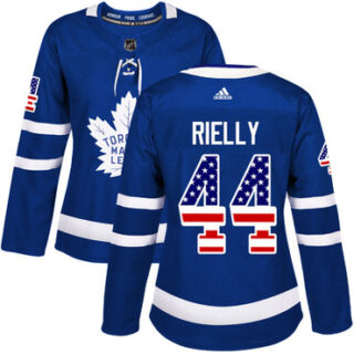 Women's Toronto Maple Leafs #44 Morgan Rielly Blue Home Authentic USA Flag Stitched NHL Jersey