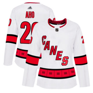 Women's Carolina Hurricanes #20 Sebastian Aho White Road Authentic Stitched Hockey Jersey
