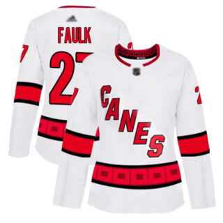 Women's Carolina Hurricanes #27 Justin Faulk White Road Authentic Stitched Hockey Jersey