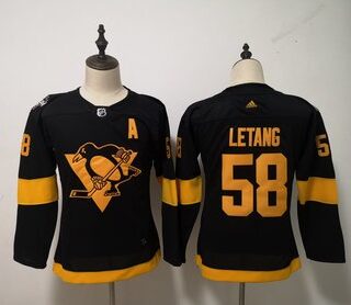 Women's Pittsburgh Penguins 58 Kris Letang Black 2019 NHL Stadium Series Jersey