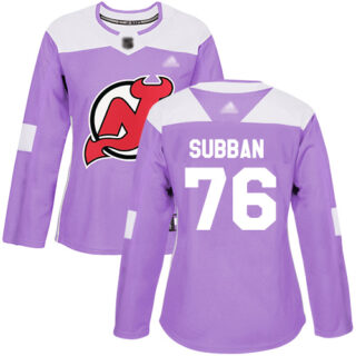 Women's New Jersey Devils #76 P. K. Subban Purple Authentic Fights Cancer Stitched Hockey Jersey