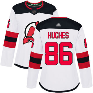 Women's New Jersey Devils #86 Jack Hughes White Road Authentic Stitched Hockey Jersey