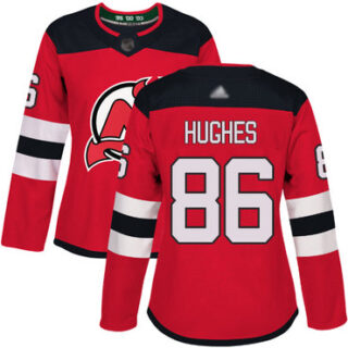 Women's New Jersey Devils #86 Jack Hughes Red Home Authentic Stitched Hockey Jersey