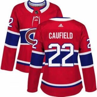 Women's Montreal Canadiens #22 Cole Caufield Red Home Authentic Stitched NHL Jersey