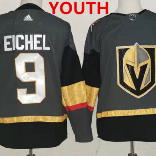 Youth Vegas Golden Knights #9 Jack Eichel Grey Home Authentic Stitched NHL Jersey