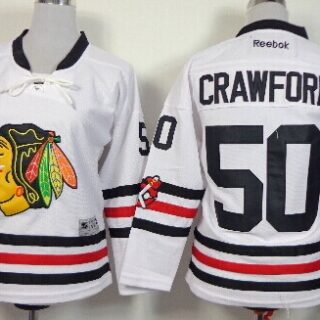 Youth Chicago Blackhawks #50 Corey Crawford 2015 Winter Classic White Jersey