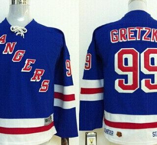 Youth New York Rangers #99 Wayne Gretzky Light Blue Throwback Jersey