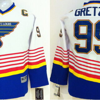 Youth St. Louis Blues #99 Wayne Gretzky White Throwback CCM Jersey
