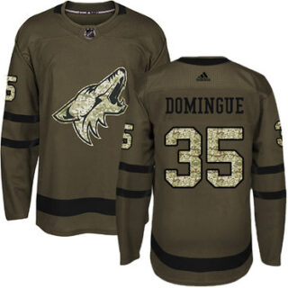 Youth Arizona Coyotes #35 Louis Domingue Green Salute to Service Stitched NHL Jersey