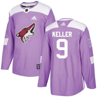 Youth Arizona Coyotes #9 Clayton Keller Purple Authentic Fights Cancer Stitched NHL Jersey