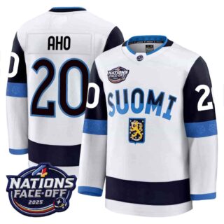 Finland 4 Nations Face-Off 2025 Premium Sebastian Aho 20 All Stitched Jersey