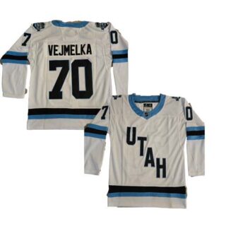 Men's Karel Vejmelka Utah Hockey Club Away White Jerseys