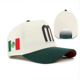 LMB Monterrey Baseball Snapback Hat Off-White Green Mexico