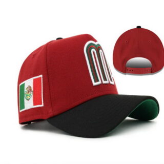 LMB Monterrey Baseball Snapback Hat Red Black Mexico