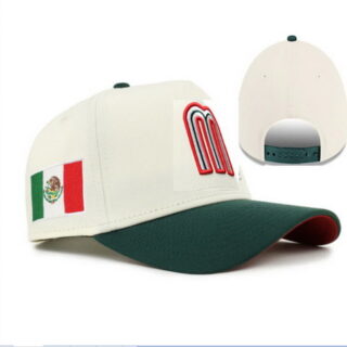 LMB Monterrey Baseball Snapback Hat White Green Mexico