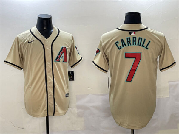 Men's Arizona Diamondbacks #7 Corbin Carroll Gold Limited Stitched Baseball Jersey