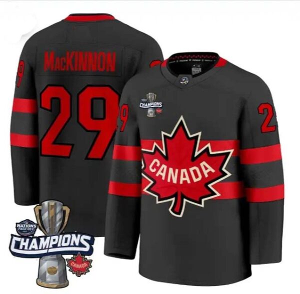 Men's Canada 2025 4 Nations Face-Off Champions Nathan MacKinnon 29 All Stitched Jersey