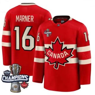 Men's Canada 2025 4 Nations Face-Off Champions red Mitch Marner 16 All Stitched Jersey