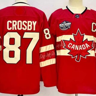 Men's Canada #87 Sidney Crosby Red 2025 4 Nations Face-Off Premium With C Patch Stitched Jersey