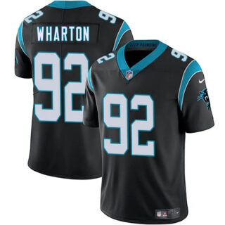 Men's Carolina Panthers #92 Tershawn Wharton Black 2025 Vapor Limited Stitched Football Jersey