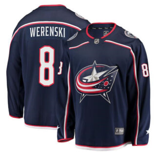 Men's Columbus Blue Jackets #8 Zach Werenski Navy Stitched Hockey Jersey