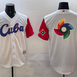 Men's Cuba Baseball White World Baseball Big Logo Classic Stitched Jersey