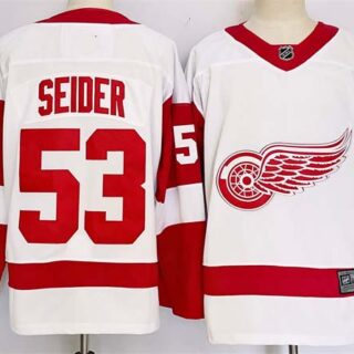 Men's Detroit Red Wings #53 Moritz Seider White 2024-25 Stitched Jersey