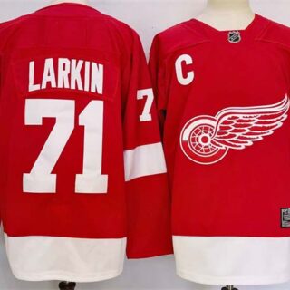 Men's Detroit Red Wings #71 Dylan Larkin Red 2024-25 Stitched Jersey