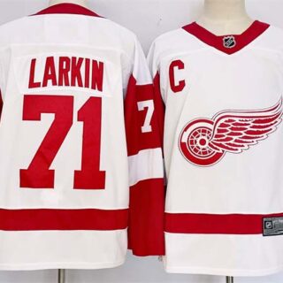 Men's Detroit Red Wings #71 Dylan Larkin White 2024-25 Stitched Jersey