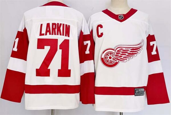 Men's Detroit Red Wings #71 Dylan Larkin White 2024-25 Stitched Jersey